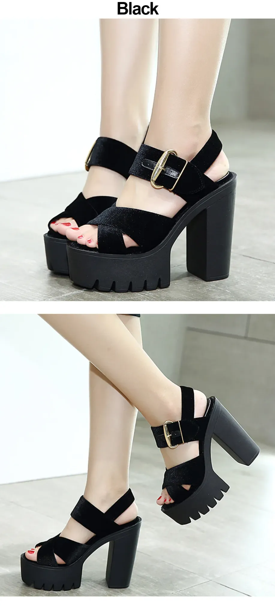 Sandales à plateforme Gdgydh à talon carré et bride boucle