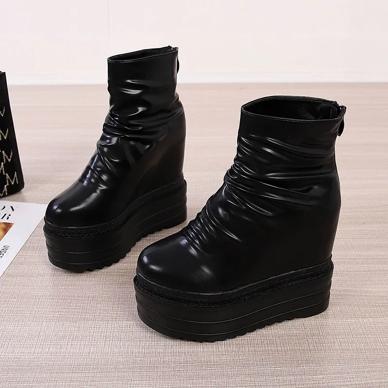 Bottines Chelsea compensées à zip et plis Gdgydh