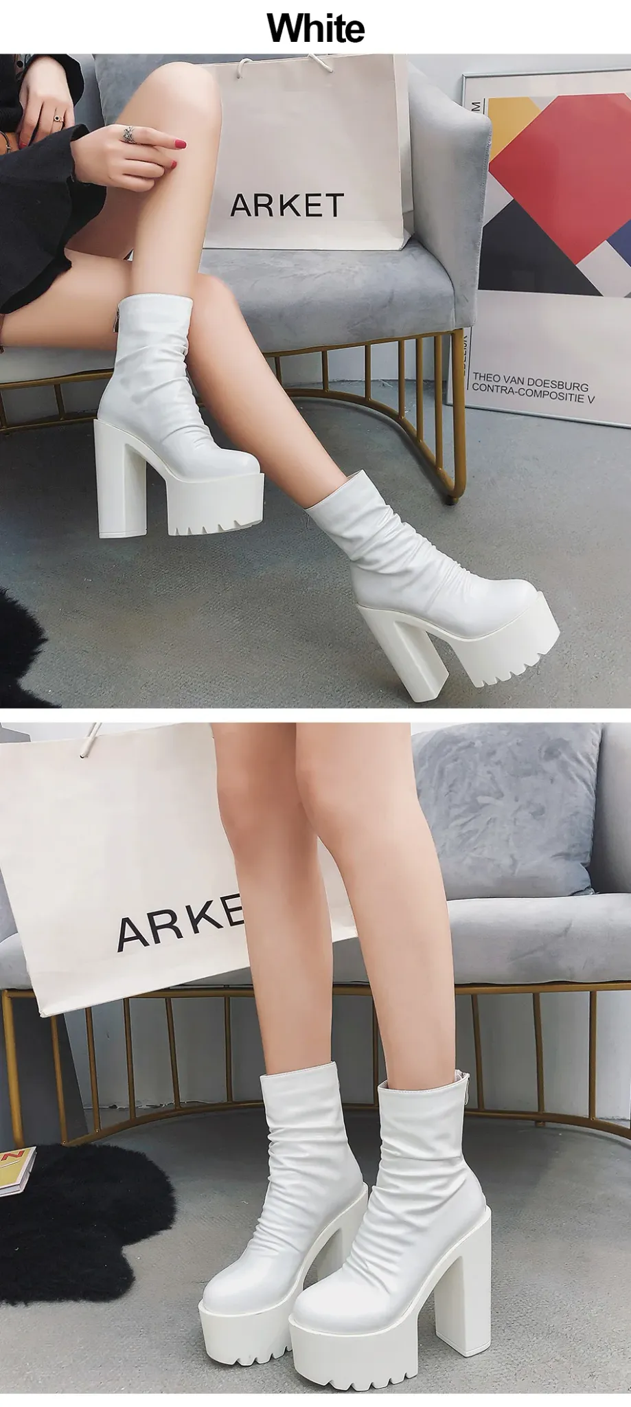 Bottines gothiques à plateforme et talon carré Gdgydh en PU