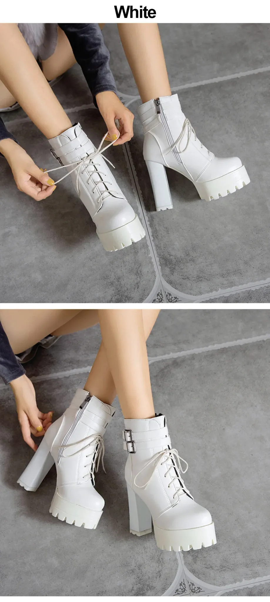 Bottines à plateforme et talon carré Gdgydh en PU à boucle