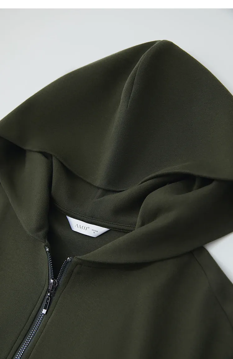 Veste à capuche minimaliste AMII en coton, coupe courte et zip