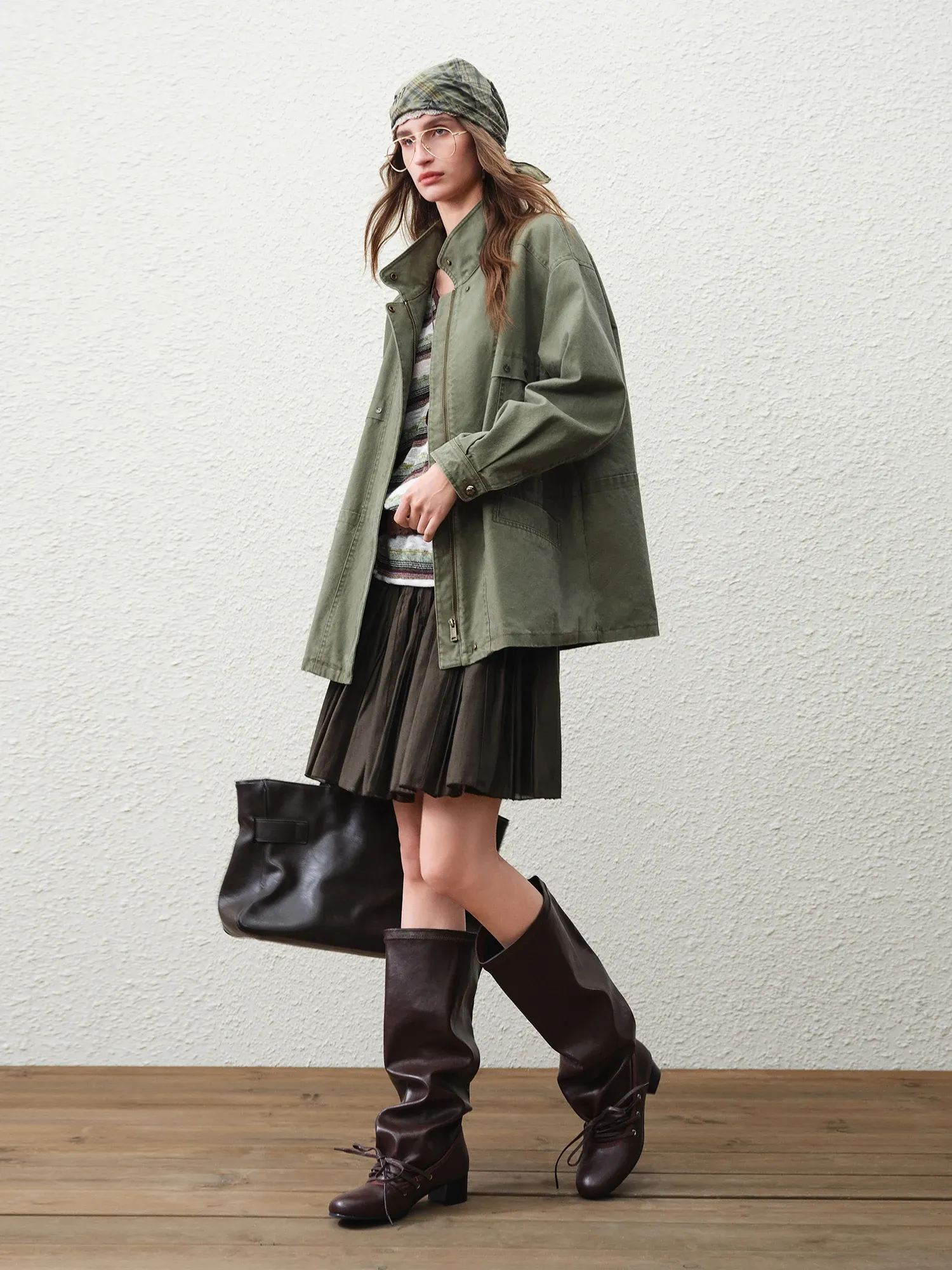 Veste cargo courte oversize en coton pour femme