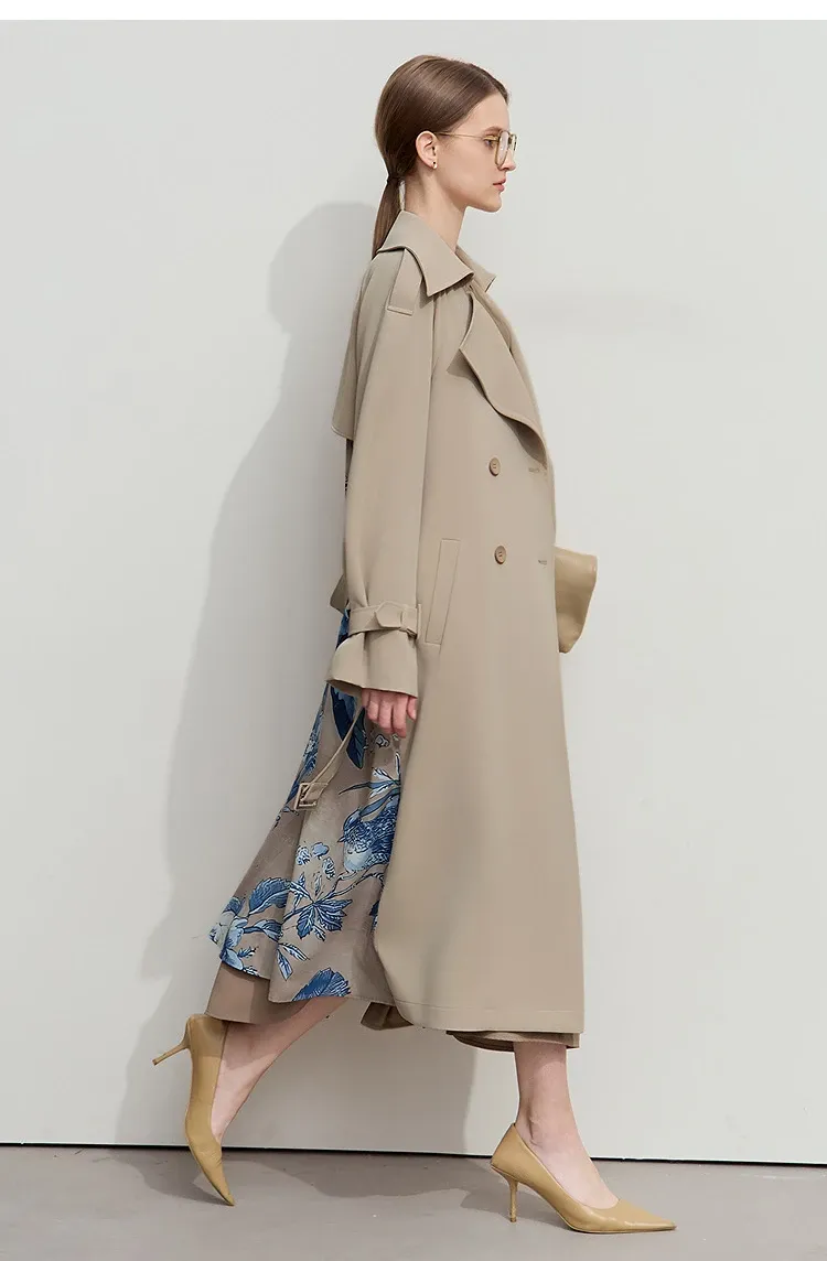 Trench long ceinturé AMII à imprimé et finitions contrastées