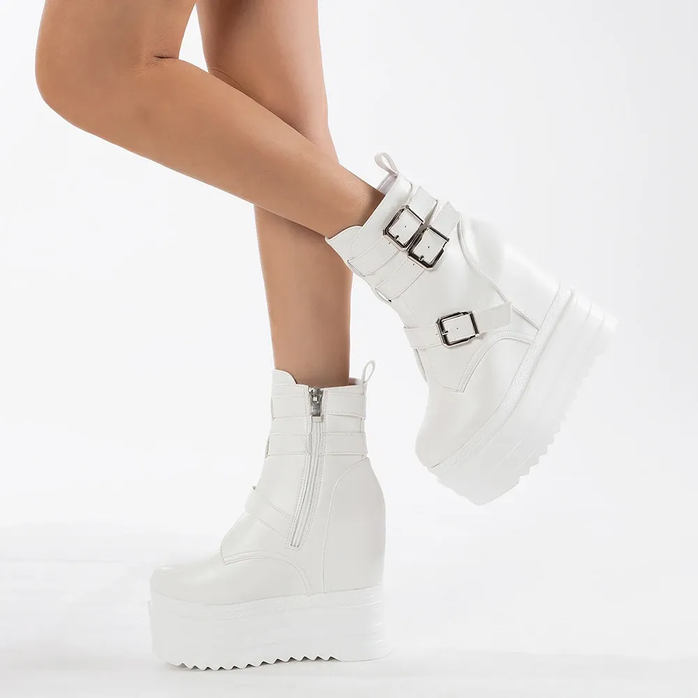 Bottes compensées mi-mollet Gdgydh à zip latéral