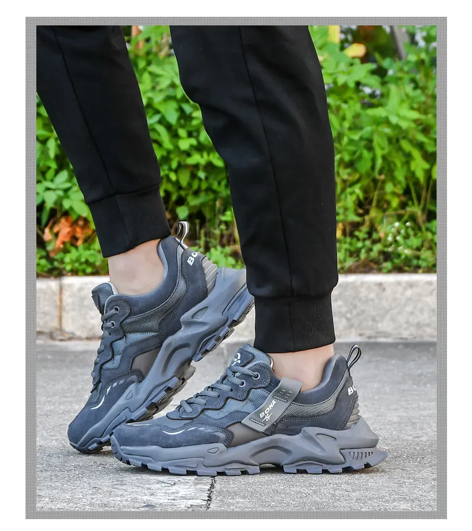 BONA baskets homme en cuir suédé, modèle running lifestyle à semelle résistante