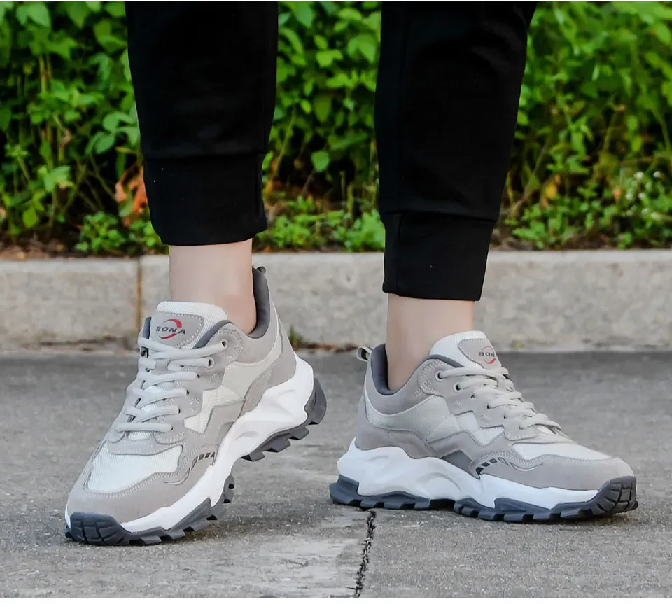 BONA baskets homme en cuir suédé, modèle running lifestyle à semelle résistante