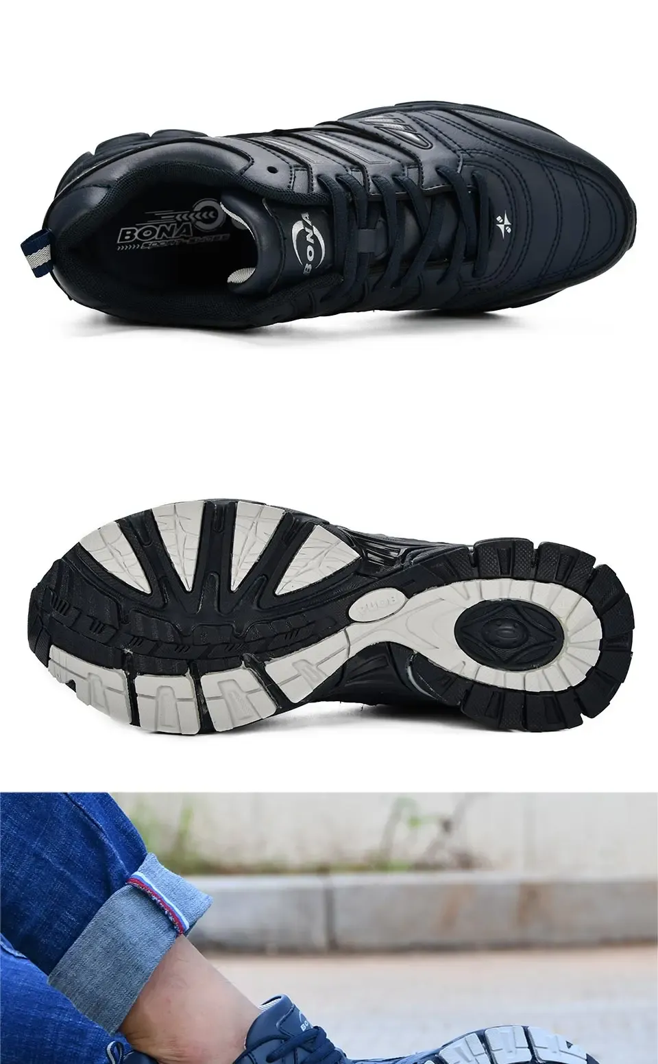 BONA 35020 : baskets homme respirantes à maintien stable