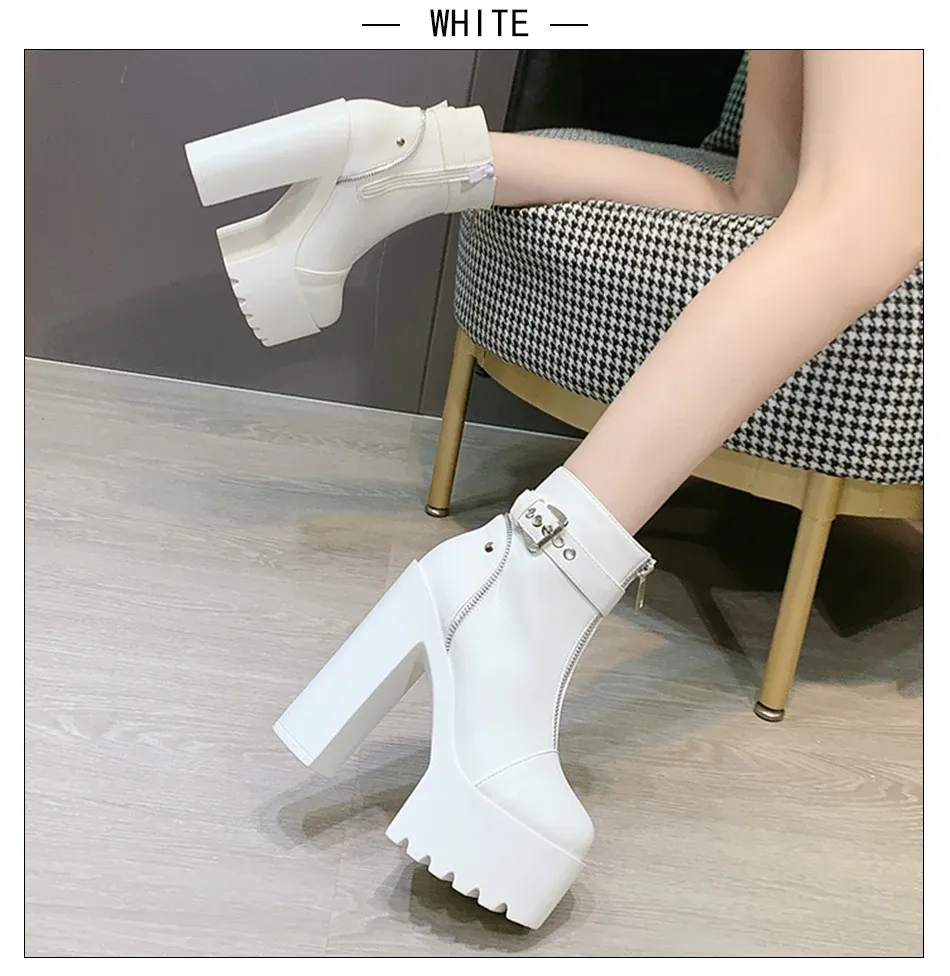 Bottines plateforme noires à zip frontal Gdgydh