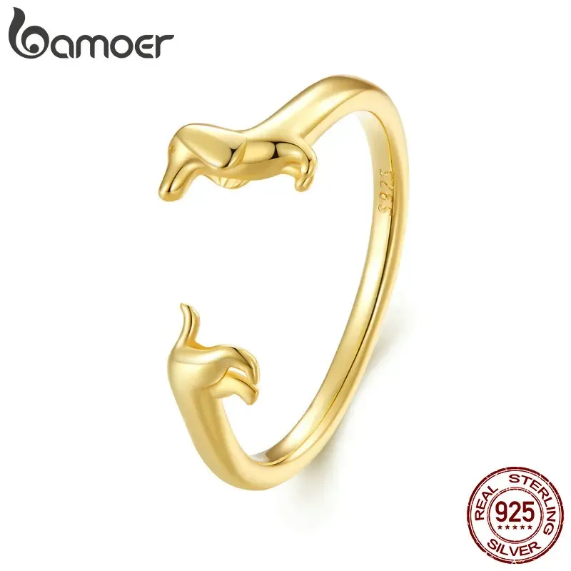 Bague ouverte teckel en argent 925 réglable Bamoer