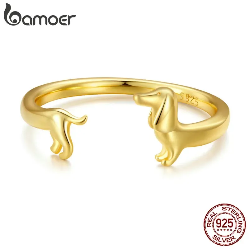 Bague ouverte teckel en argent 925 réglable Bamoer