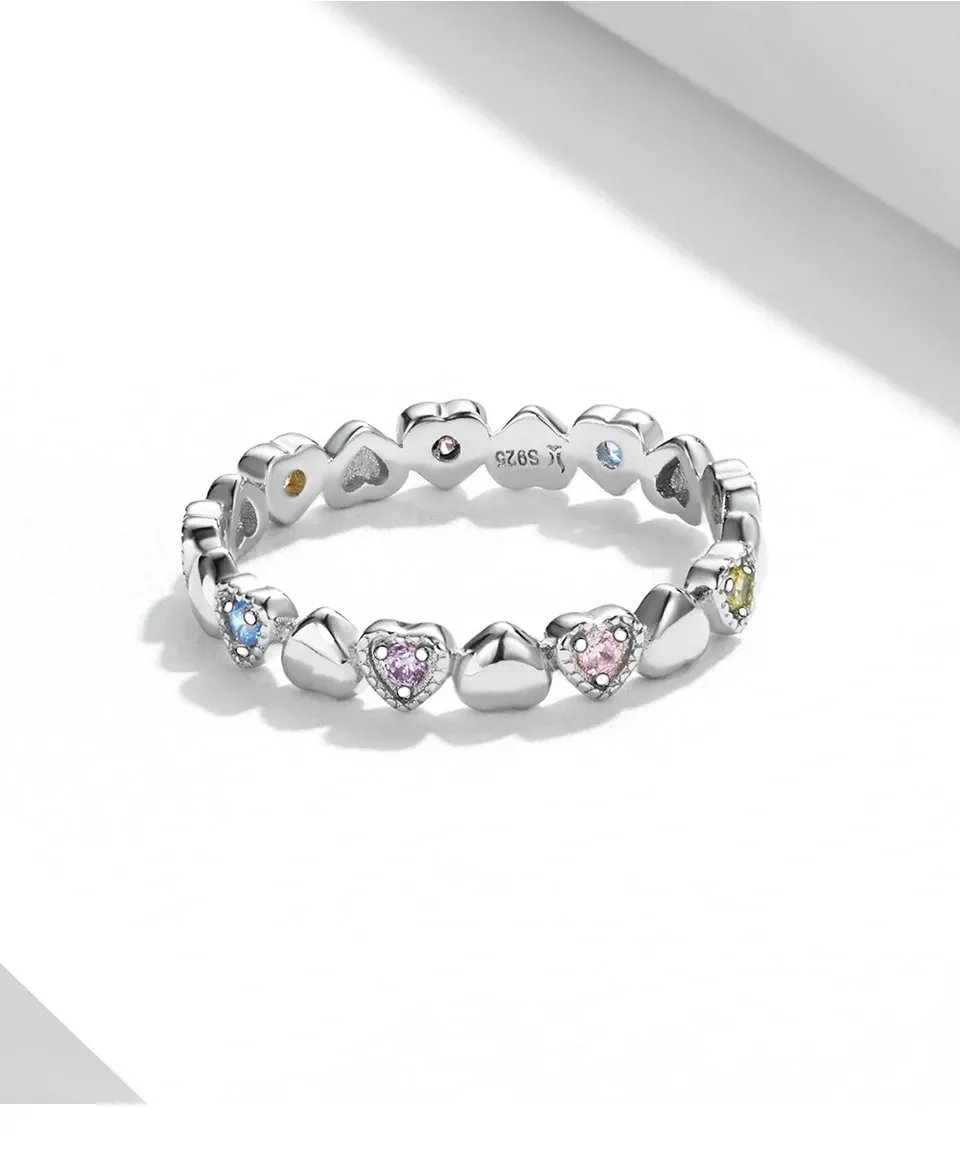 Bague cœur arc-en-ciel en argent 925 Bamoer