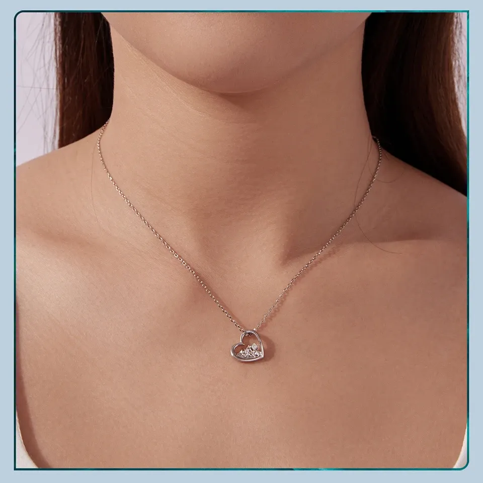 Collier cœur et montagne en argent 925 Bamoer