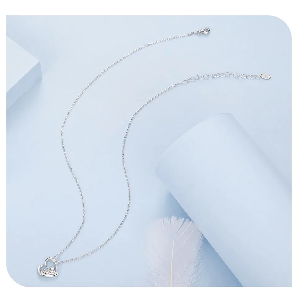 Collier cœur et montagne en argent 925 Bamoer