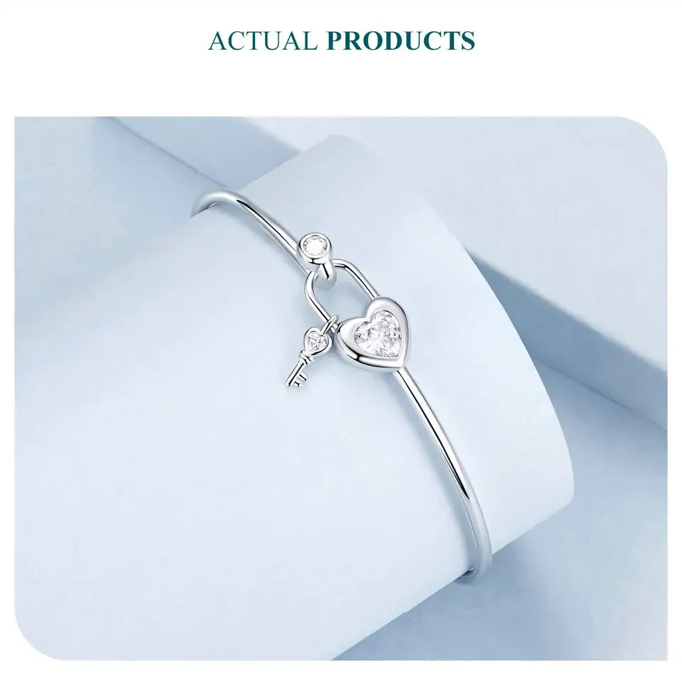 Bracelet chaîne en argent 925 avec fermoir cœur ajustable Bamoer