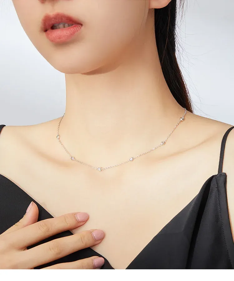 Collier chaîne en argent 925 avec 7 zircons Bamoer