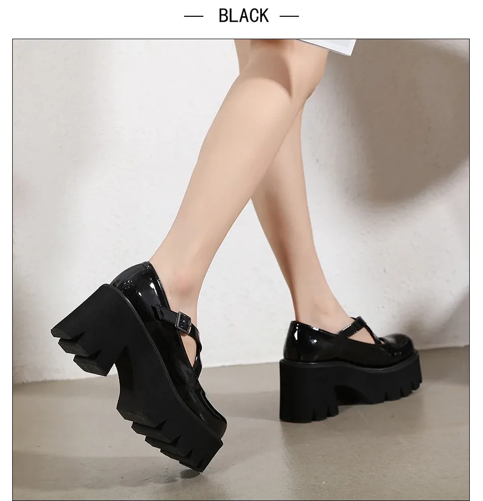 Escarpins Mary Jane à plateforme et talon carré