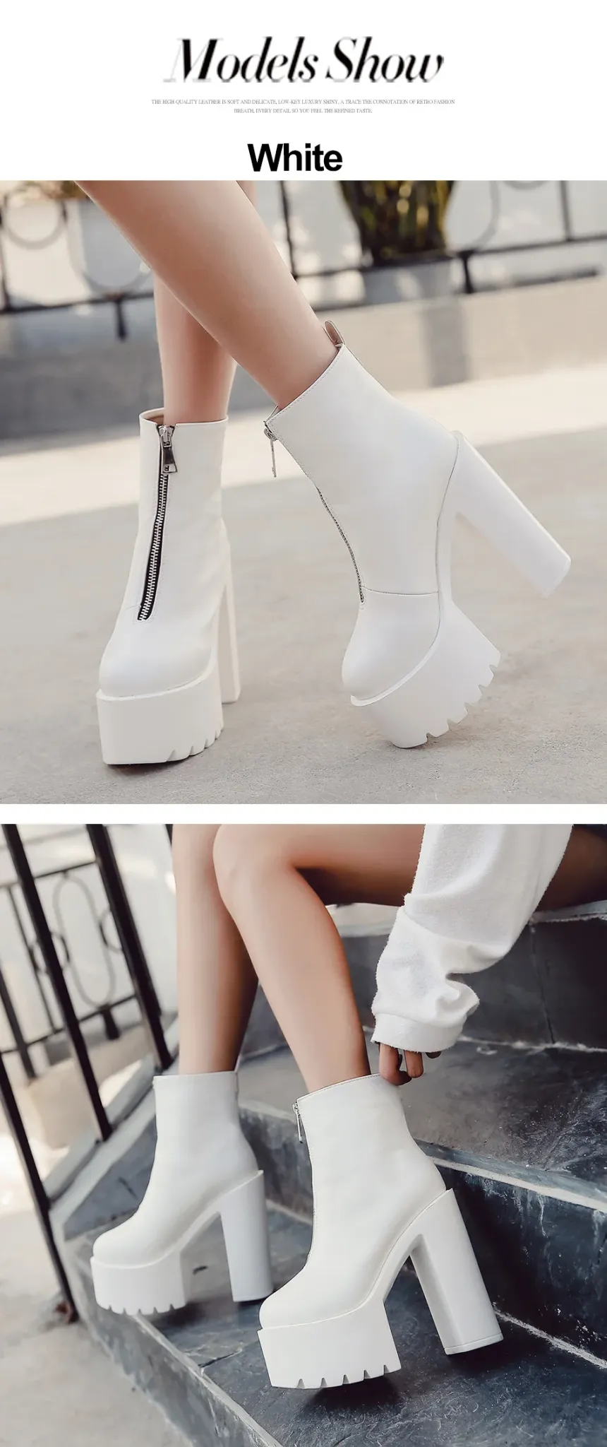 Bottines à plateforme noire Gdgydh à talon carré