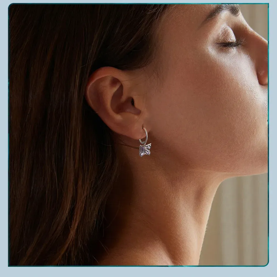 Créoles papillon en argent 925 Bamoer avec zircons