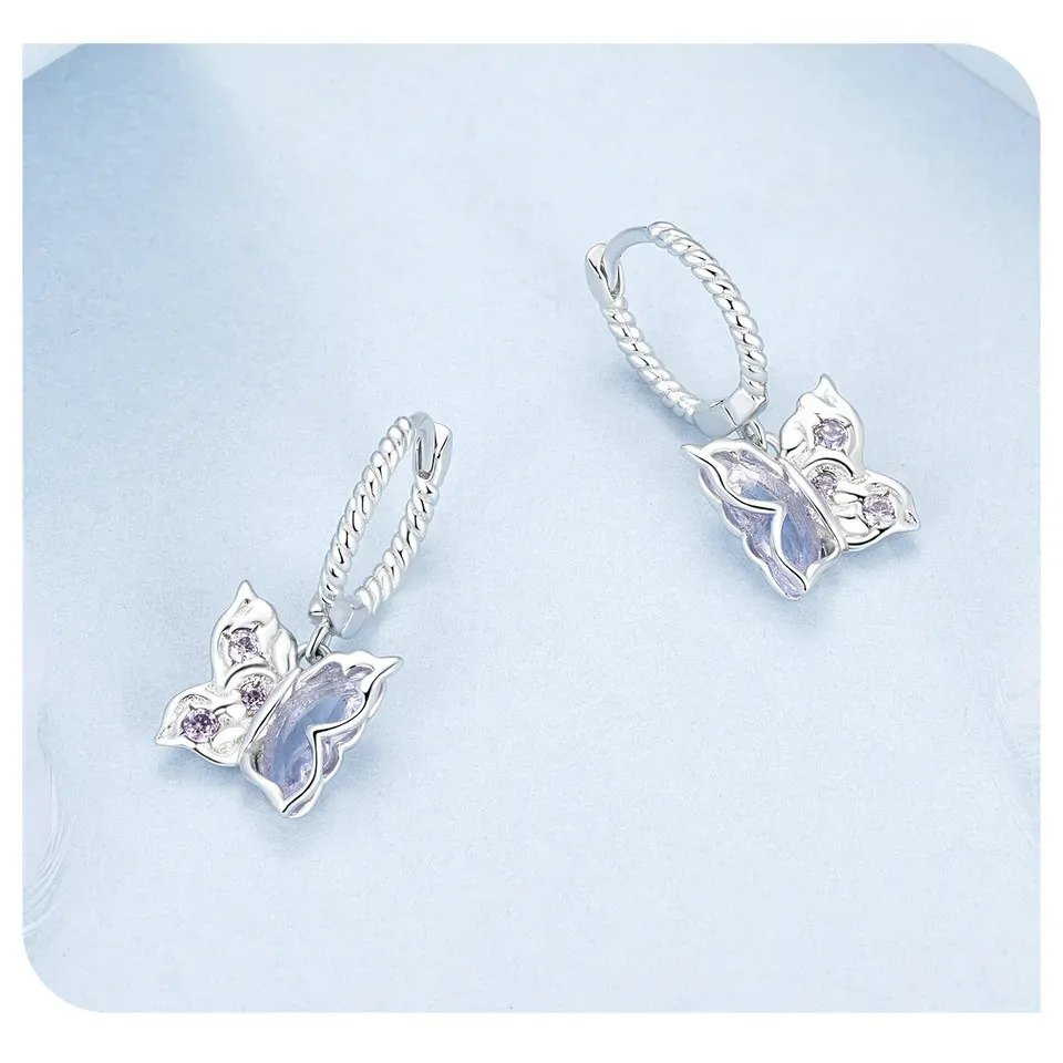 Créoles papillon en argent 925 Bamoer avec zircons