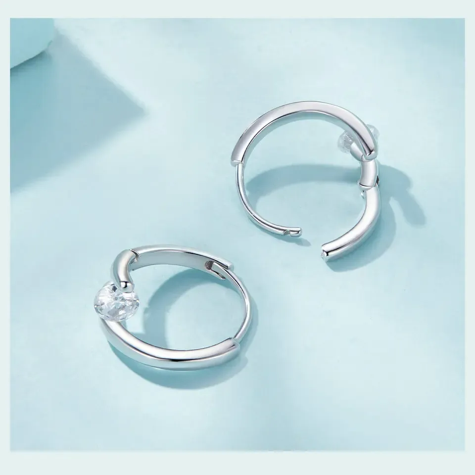 Boucles d’oreilles créoles vintage en argent 925 Bamoer