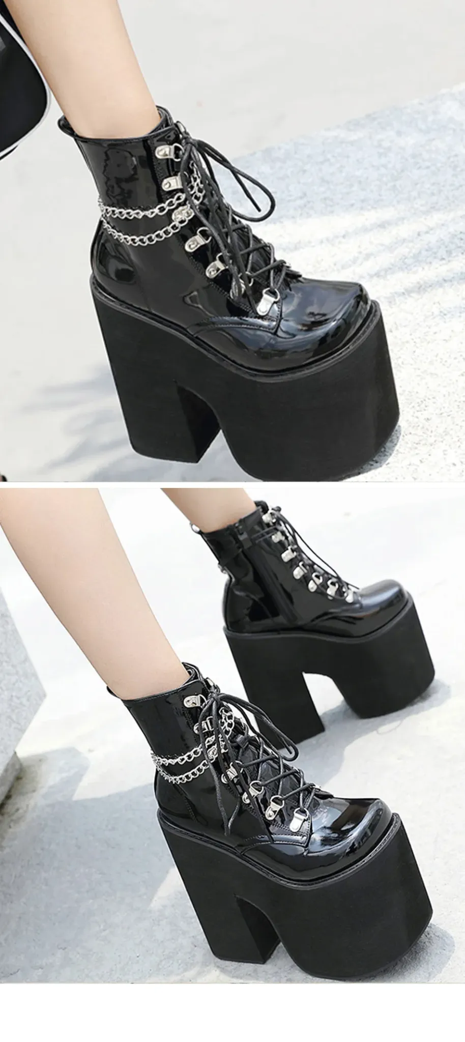 Bottines punk à plateforme et chaîne Gdgydh