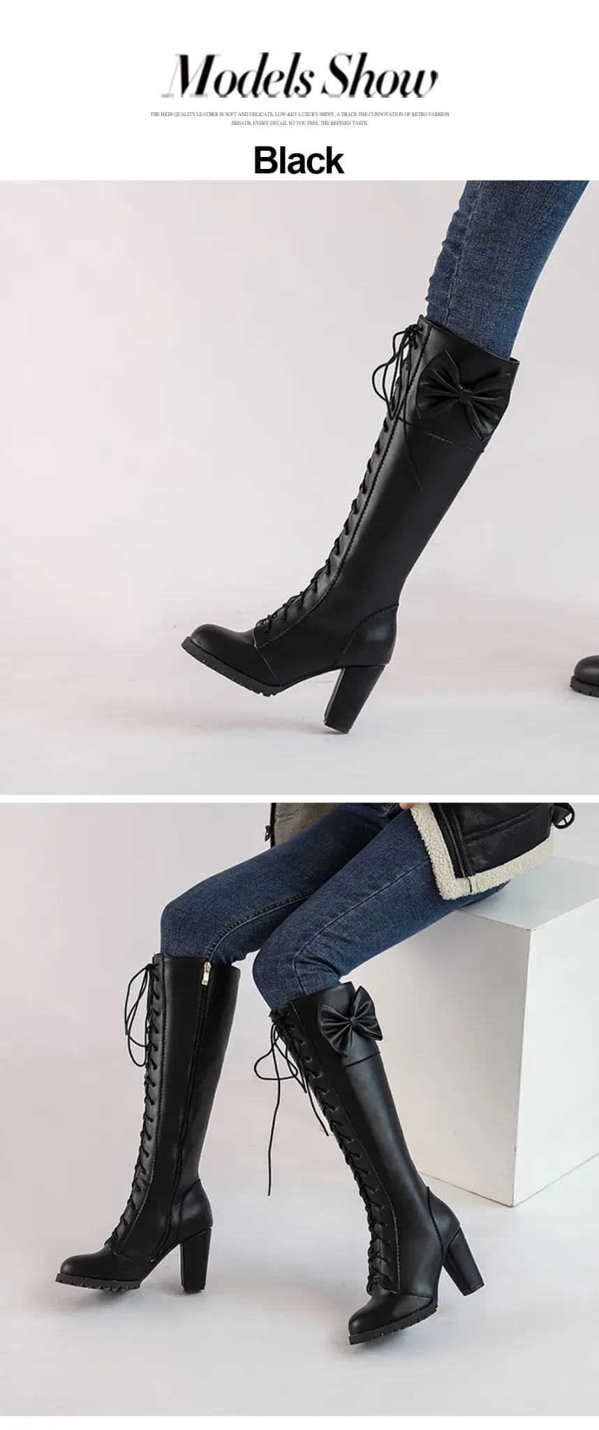 Bottes montantes punk à plateforme et talon carré Gdgydh