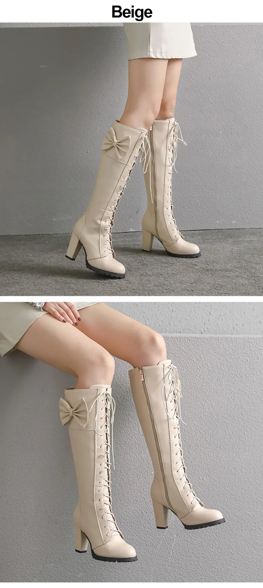 Bottes montantes punk à plateforme et talon carré Gdgydh