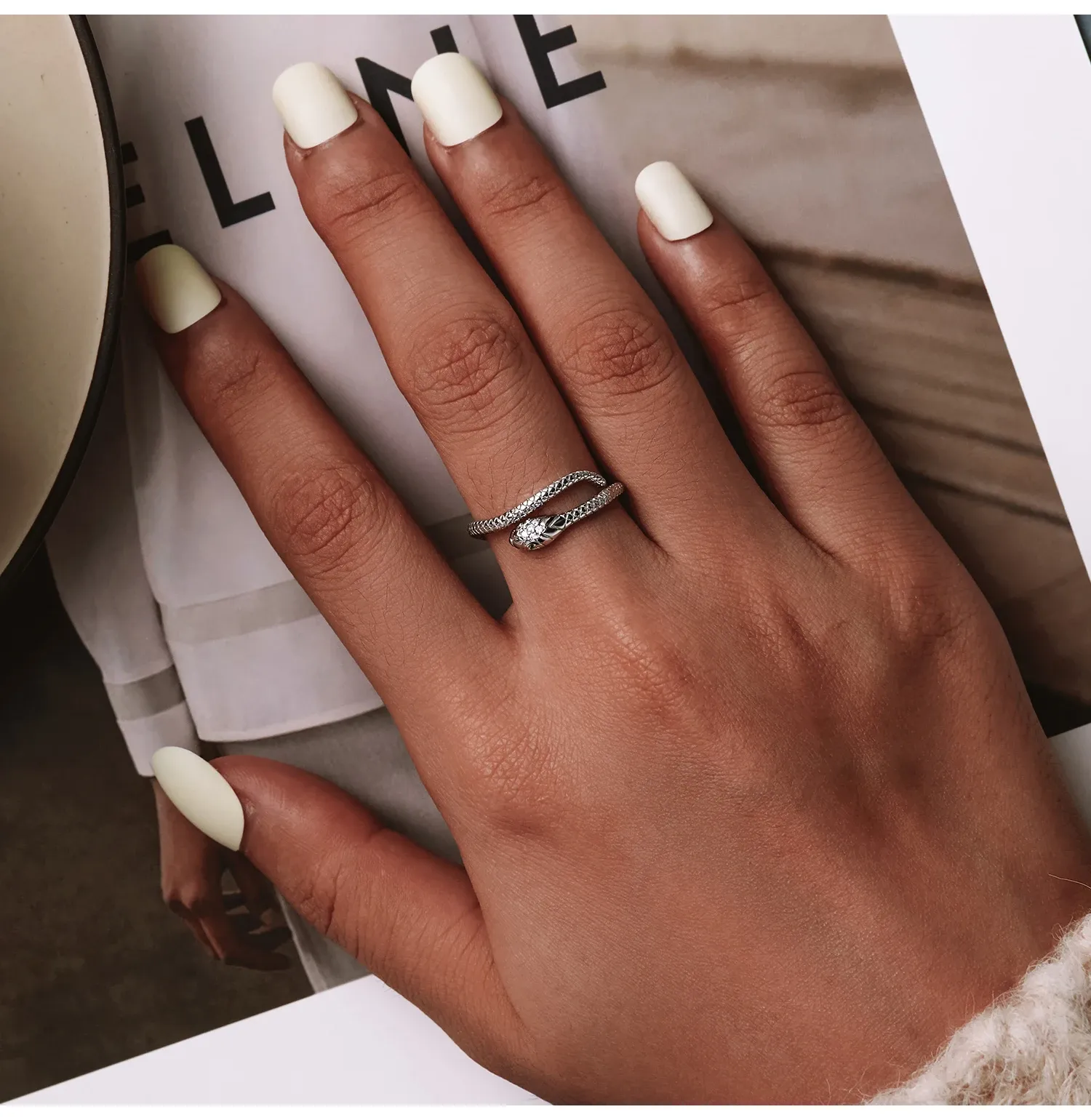 Bague serpent ouverte en argent 925 Bamoer