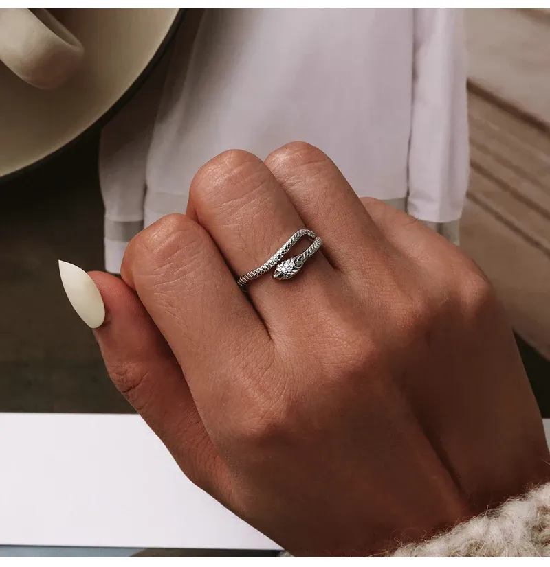 Bague serpent ouverte en argent 925 Bamoer