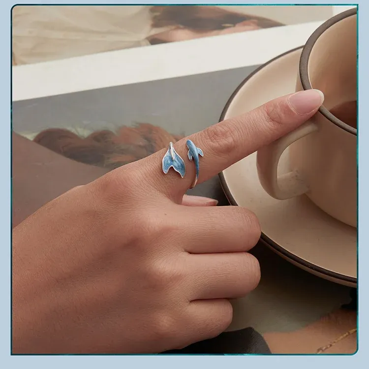 Bague guppy ouverte en argent 925 Bamoer