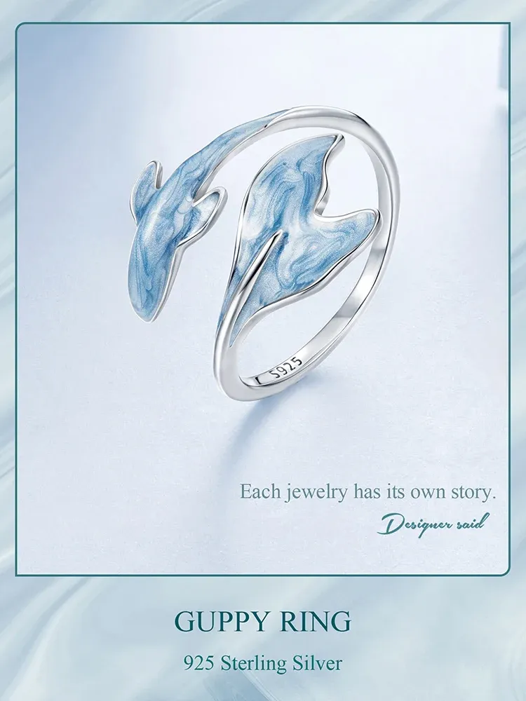 Bague guppy ouverte en argent 925 Bamoer