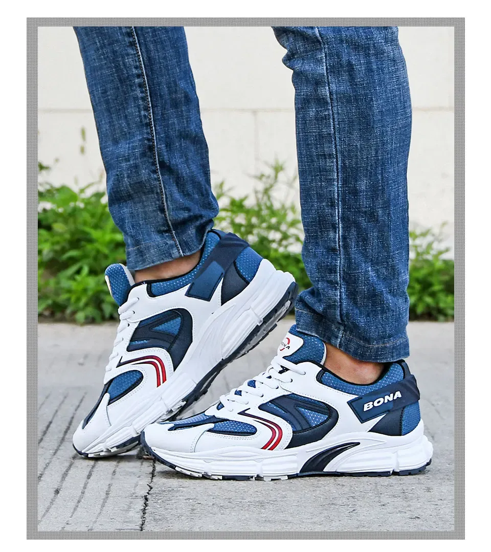 BONA 36279 : baskets légères en cuir et mesh pour marche et running