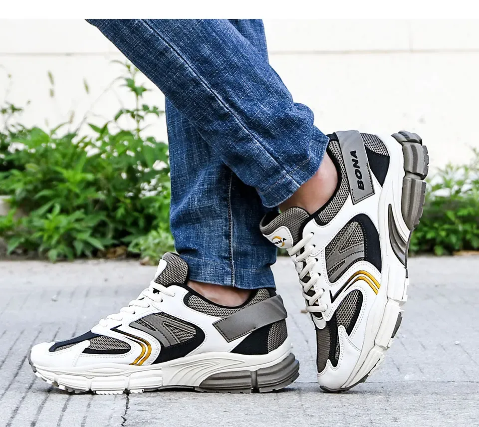 BONA 36279 : baskets légères en cuir et mesh pour marche et running