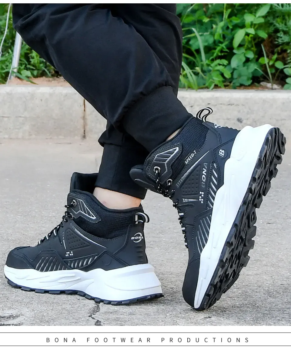 Bottes d’extérieur BONA en peluche pour homme, doublure chaude et semelle robuste