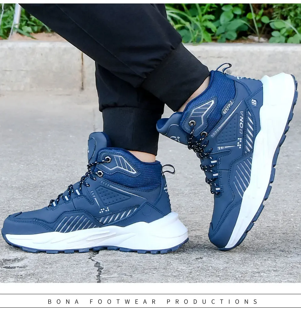 Bottes d’extérieur BONA en peluche pour homme, doublure chaude et semelle robuste