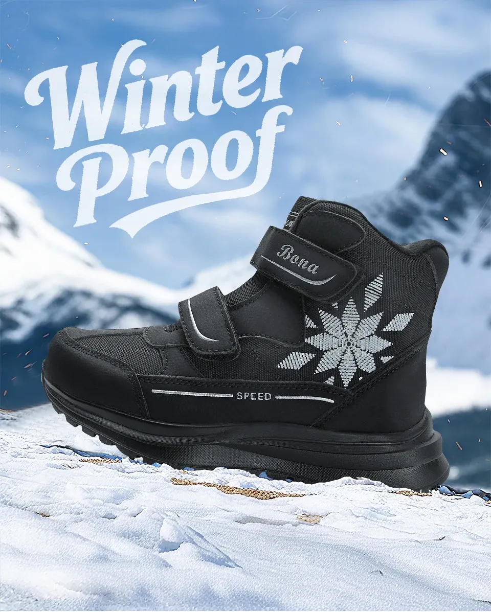 Bottines d’hiver enfant BONA à scratch et doublure peluche