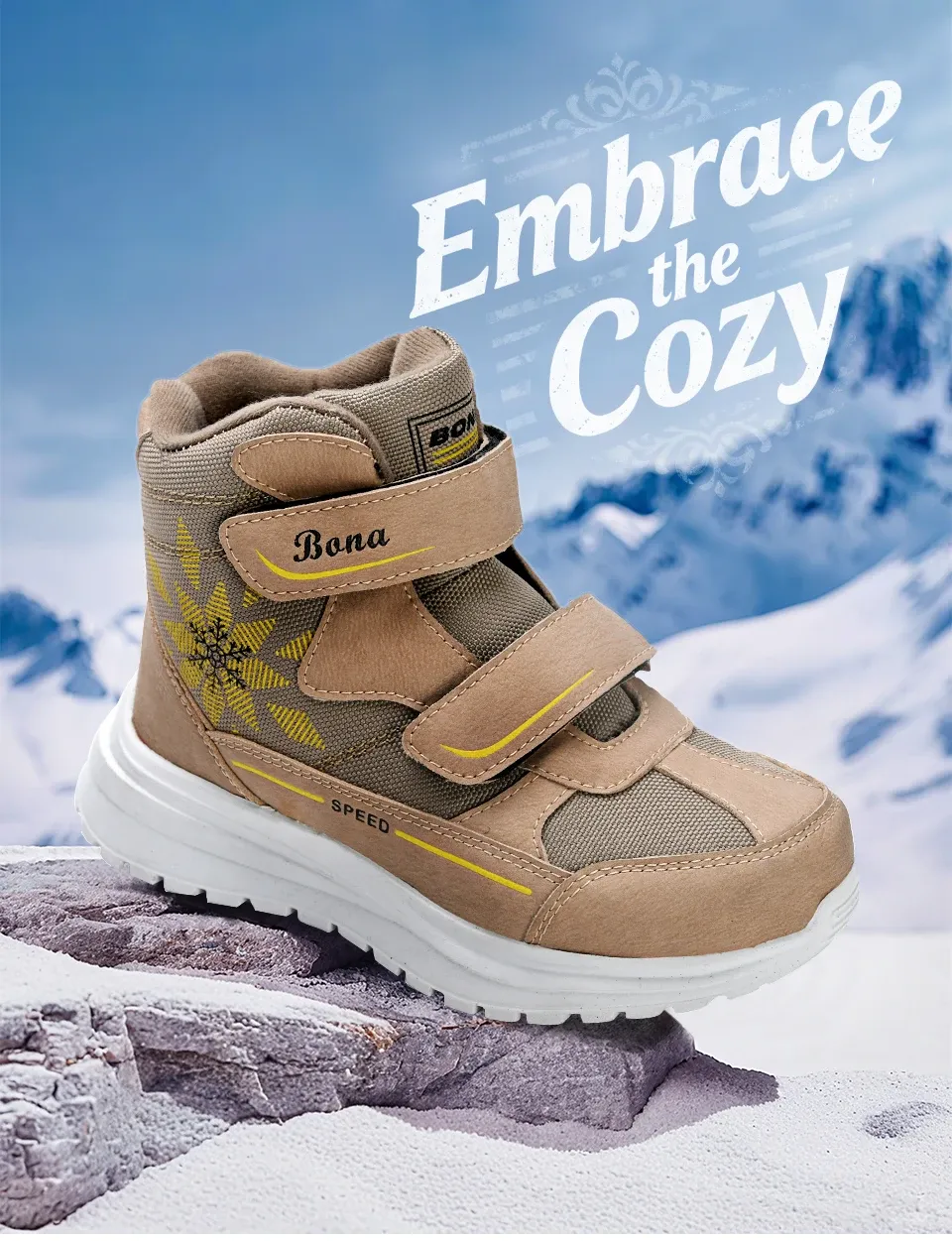 Bottines d’hiver enfant BONA à scratch et doublure peluche