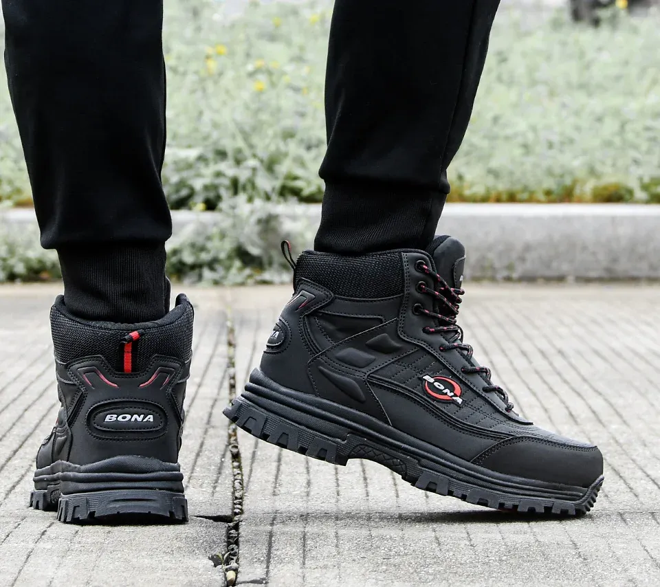 Bottes d’hiver BONA en nubuck doublées peluche pour homme