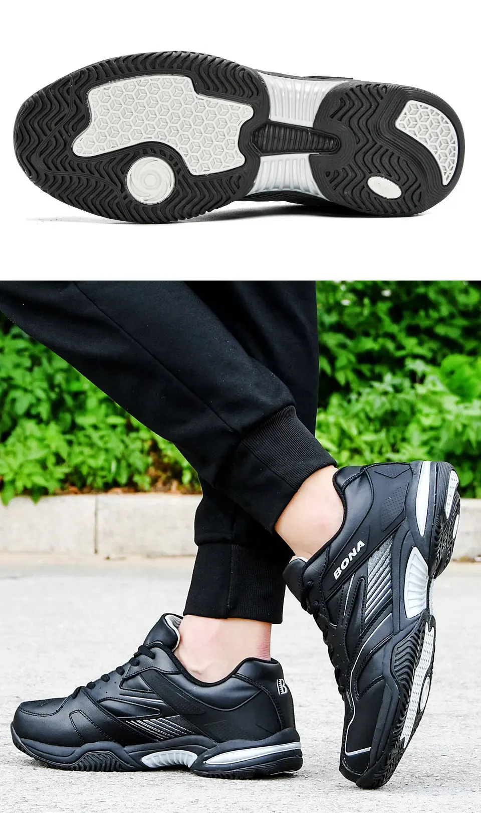 Chaussures de badminton BONA en cuir respirant pour homme