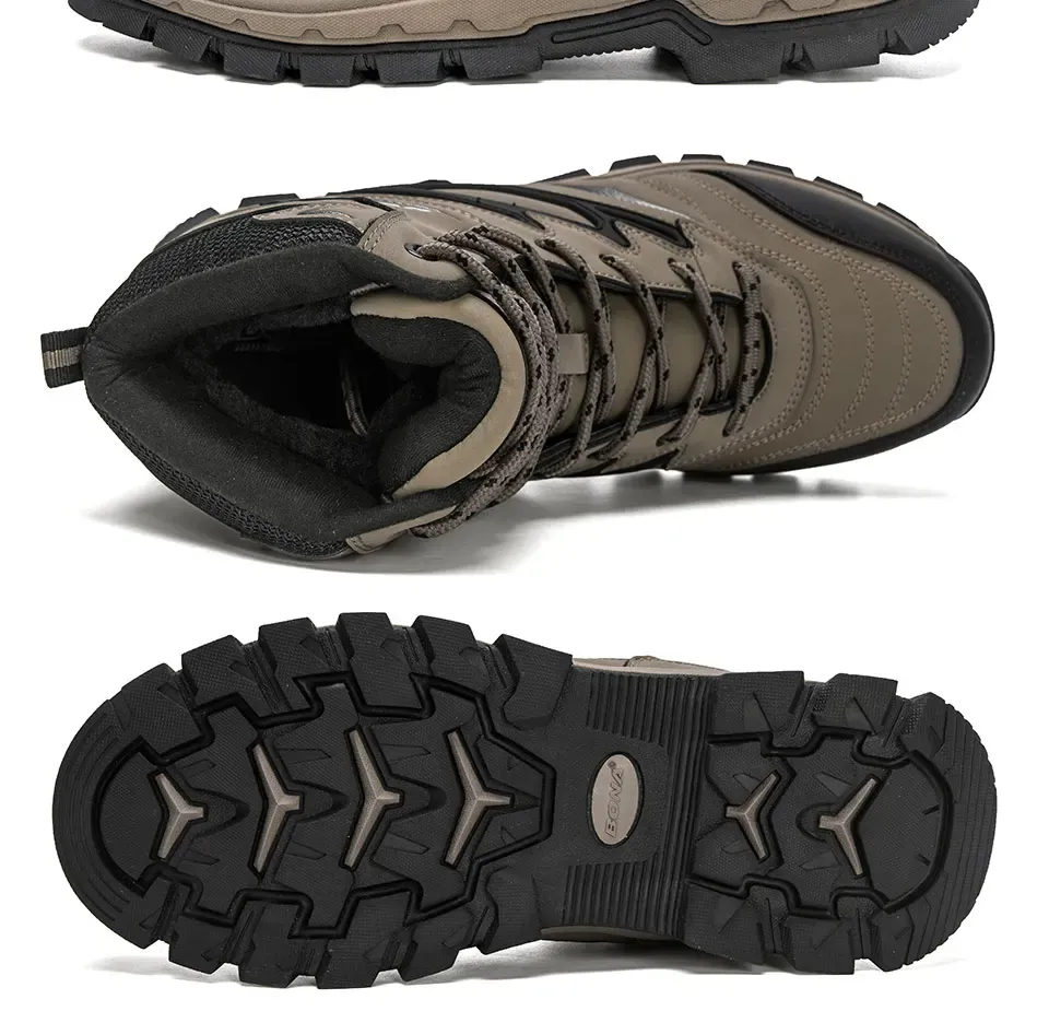 BONA Bottes montantes en cuir doublées peluche pour homme