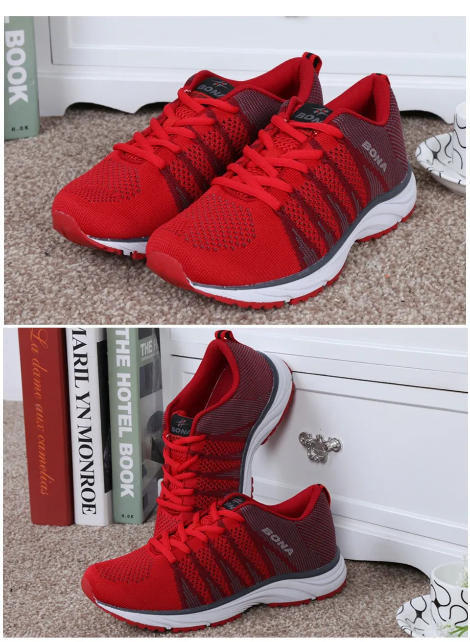Baskets BONA femme en mesh respirant pour marche et running léger