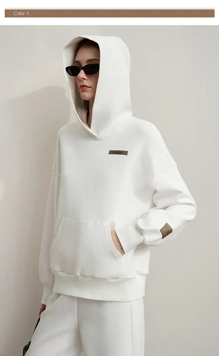 Sweat à capuche AMII loose imprimé coton pour femme