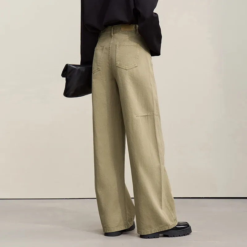 Jean large rétro en coton AMII pour femme