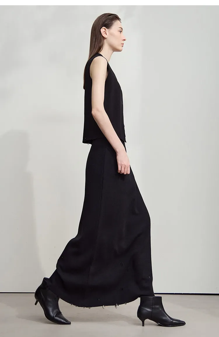 Gilet en maille AMII à col V et coupe ample pour femme