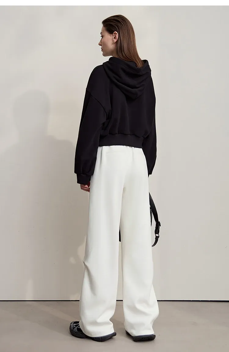 Pantalon AMII femme en maille coton, jambe large et coupe fluide