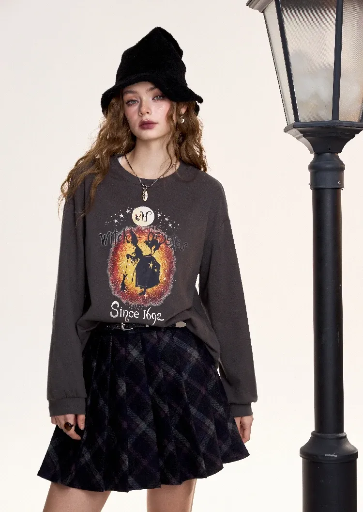 T-shirt manches longues ELFSACK à imprimé sorcière rétro