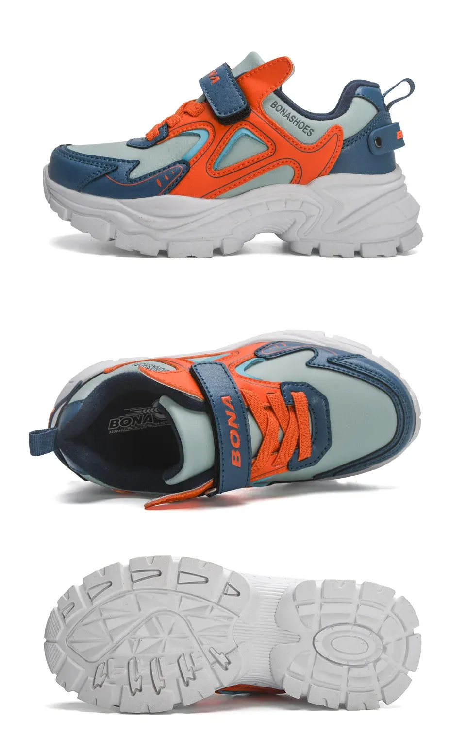 Baskets enfant BONA respirantes à scratch et semelle EVA