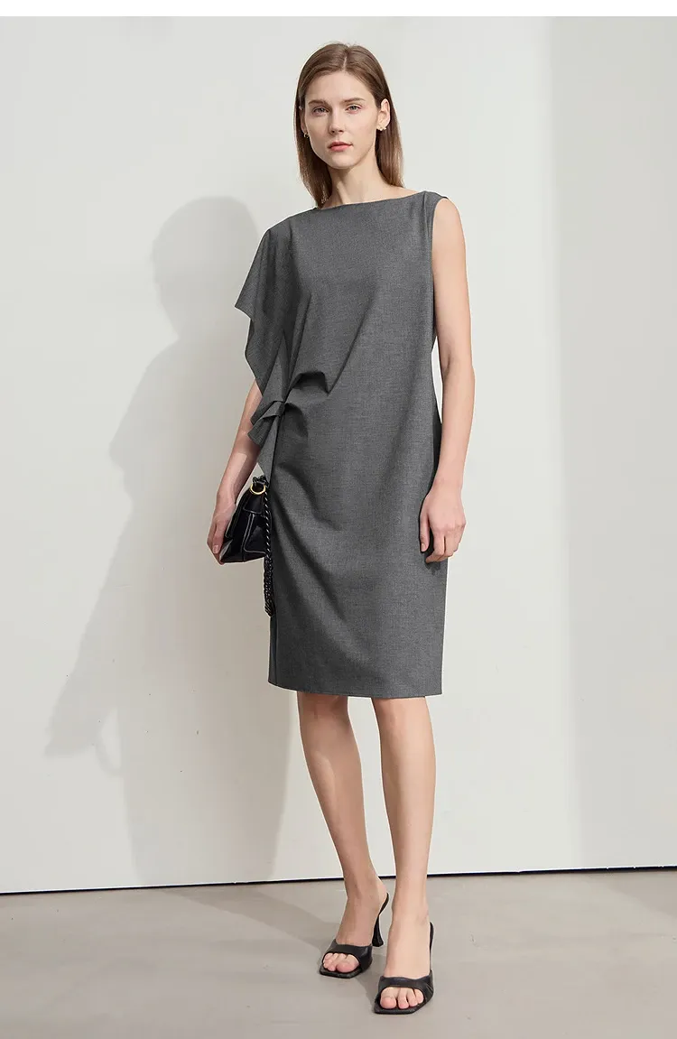 Robe minimaliste AMII asymétrique à manches courtes pour femme