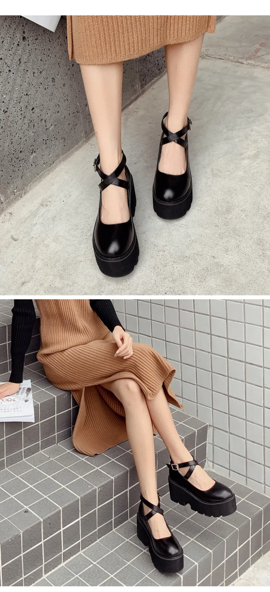 Escarpins Mary Jane à plateforme Gdgydh en PU noir