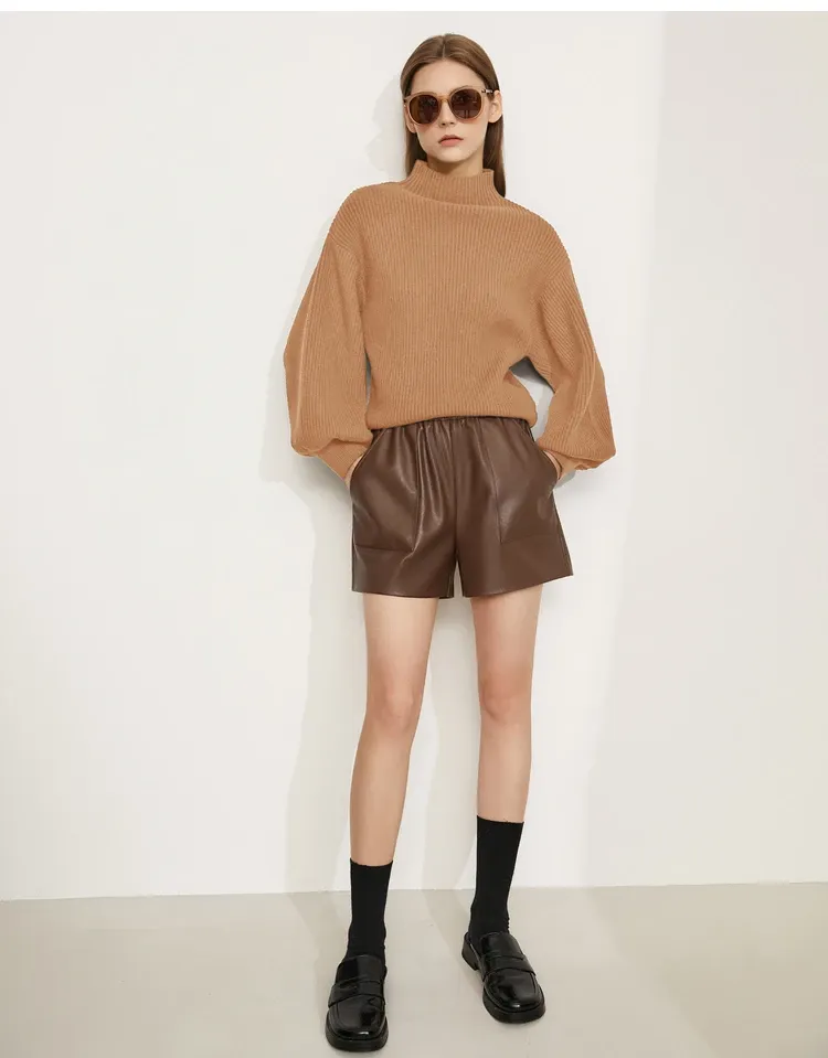 Pull AMII en maille à col montant et manches lanternes